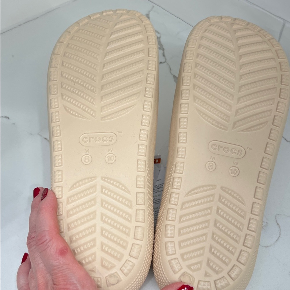 Crocs Cream Slide Sandals - Picture 2 of 5